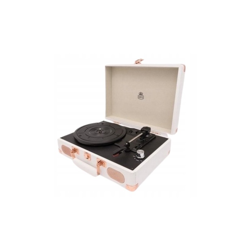 Outlet GPO Gramofon Retro Soho Miedziany Biały Retro funkcja auto-stop Outlet GPO Gramofon Retro Soho Miedziany Biały Retro funkcja auto-stop