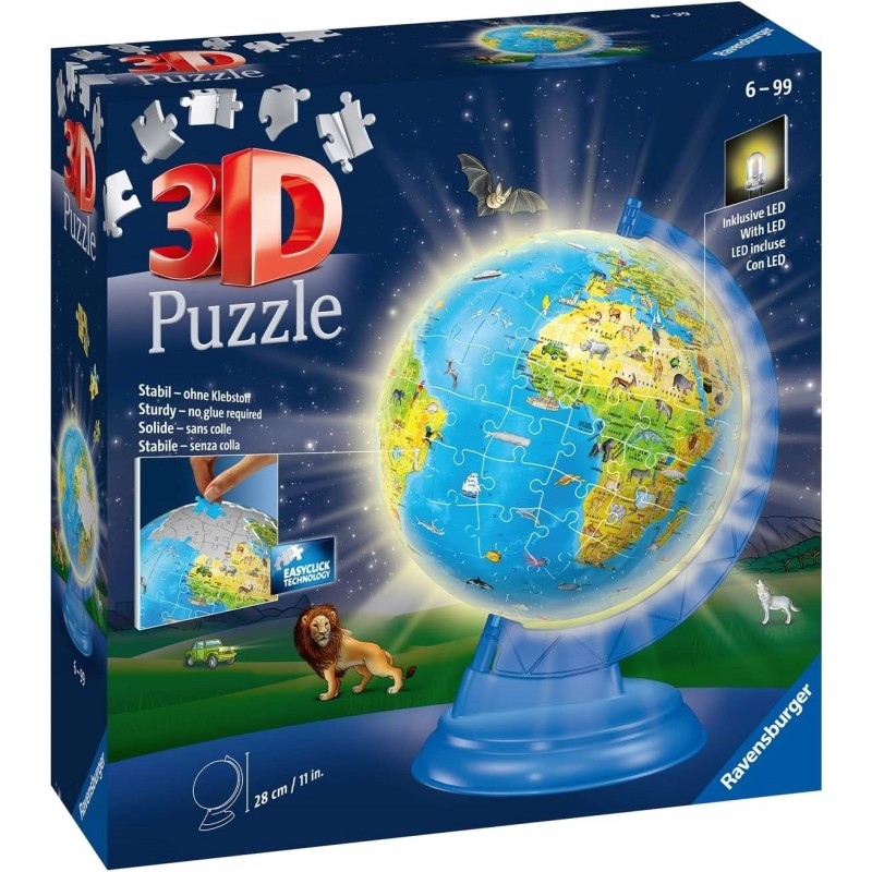 Puzzle edukacyjne 3D Ball - Podświetlany globus