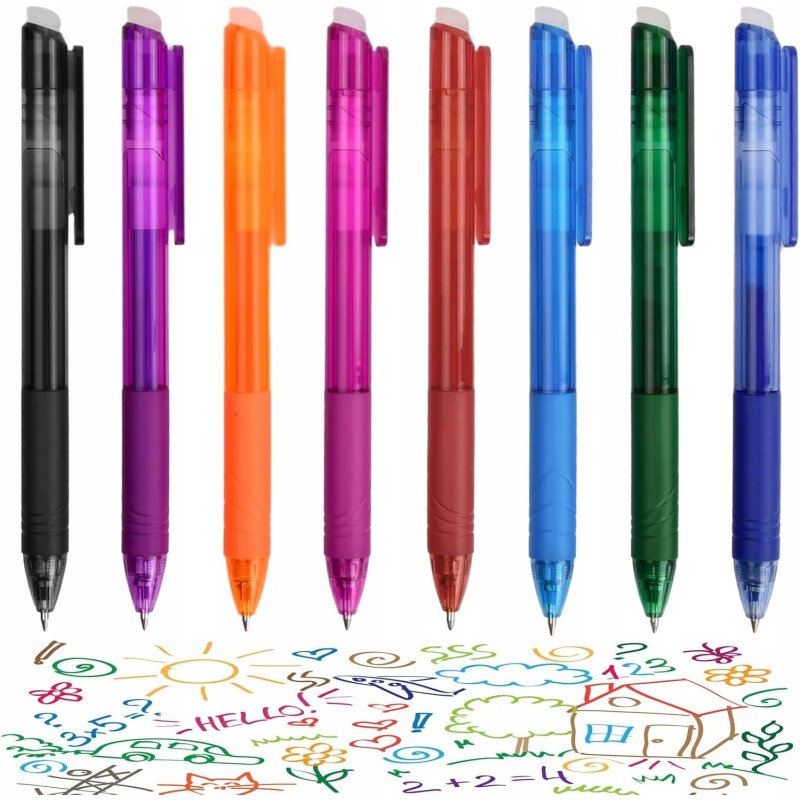 Outlet Anseom zestaw kolorowych długopisów żelowych z gumką 0,5 mm OPIS