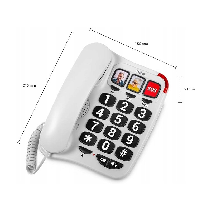 Outlet Telefon przewodowy SPC 3295B 3 poziomy głośności duże przyciski