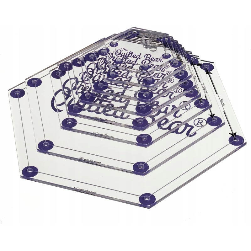 Outlet Sześciokątne szablony do wyszywania The Quilted Bear antypoślizgowe