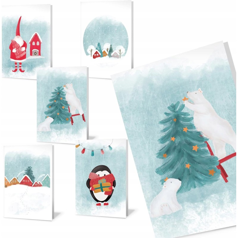 Forletter Pakiet 8 kartek świątecznych z papieru szer 12 cm wys 17.5 cm