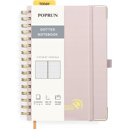 Outlet POPRUN Notatnik kartki w kropki twarda oprawa 15cm x 21.5 cm