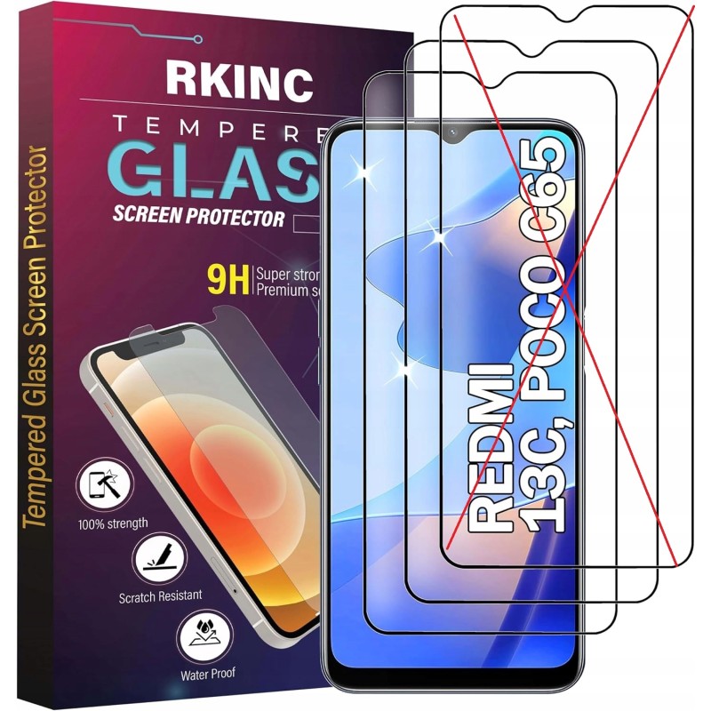 Szkło hartowane RKINC do Xiaomi Redmi 13C/Poco C65 odporne na rysy 2szt