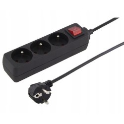 Outlet PREMIUMCORD Przedłużacz 230V długość 2m 3 gniazda + wyłącznik czarny