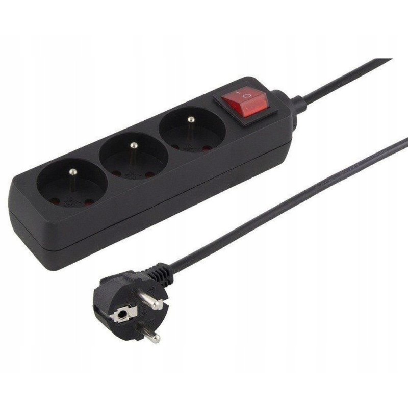 Outlet PREMIUMCORD Przedłużacz 230V długość 2m 3 gniazda + wyłącznik czarny Outlet PREMIUMCORD Przedłużacz 230V długość 2m 3 gniazda + wyłącznik czarny
