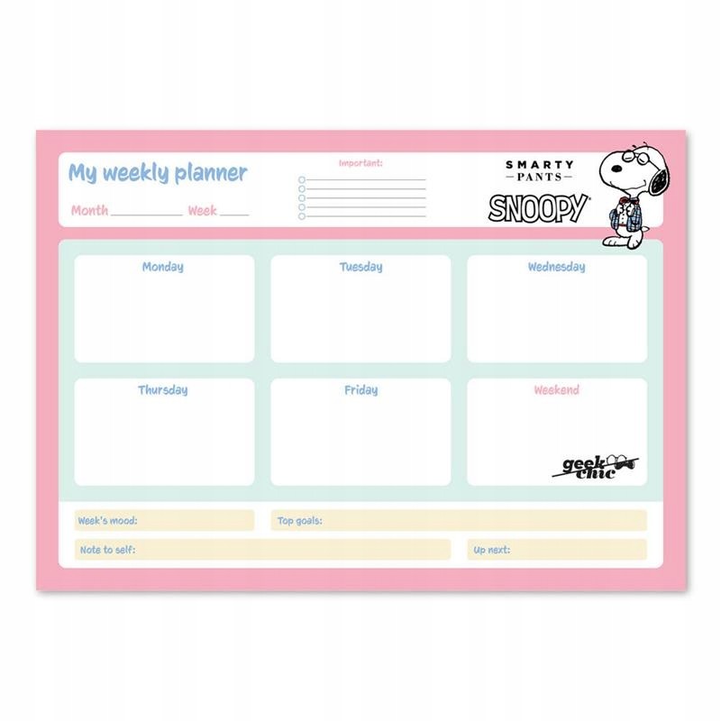 Outlet Snoopy Planner tygodniowy A3 przejrzysty praktyczny 29,7 x 42 cm Outlet Snoopy Planner tygodniowy A3 przejrzysty praktyczny 29,7 x 42 cm