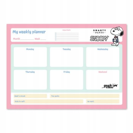 Outlet Snoopy Planner tygodniowy A3 przejrzysty praktyczny 29,7 x 42 cm