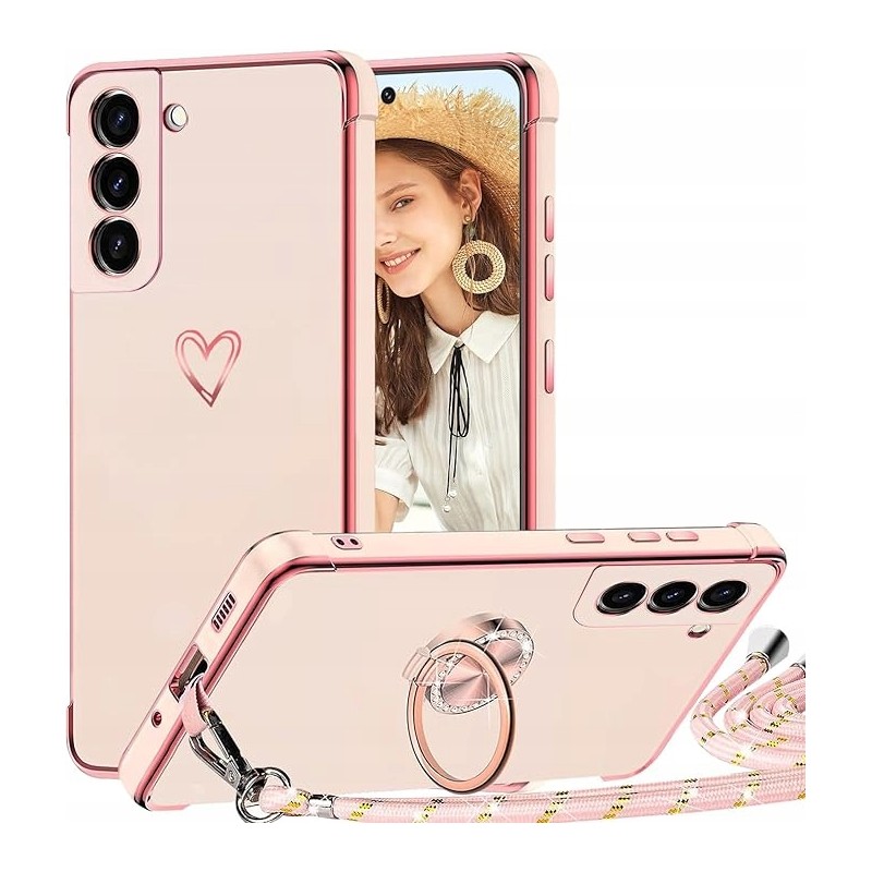 Etui na telefon Samsung Galaxy S21 ze smyczka ze stojakiem ring 360°