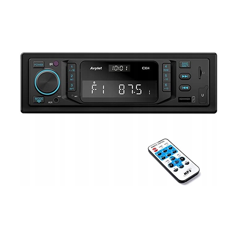 USZKODZONY Radio samochodowe RDS Bluetooth LED C304 USB/AUX/kartą SD