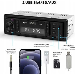 USZKODZONY Radio samochodowe RDS Bluetooth LED C304 USB/AUX/kartą SD