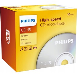 Outlet Płyta CD Philips CD-R 700 MB 80 min prędkość 52x 10 płyt w zestawie