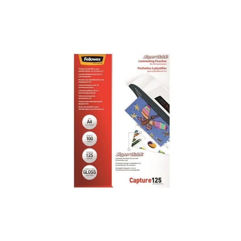 Outlet Folia do laminacji błyszcząca A4 Fellowes 100sztuk grubość125micron Outlet Folia do laminacji błyszcząca A4 Fellowes 100sztuk grubość125micron