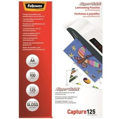 Outlet Folia do laminacji błyszcząca A4 Fellowes 100sztuk grubość125micron