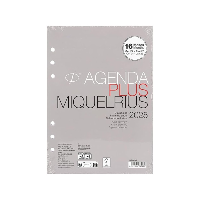 Miquelrius wkład do kalendarza A5 DZIENNY jeżyk Hiszpański/Angielski Miquelrius wkład do kalendarza A5 DZIENNY jeżyk Hiszpański/Angielski