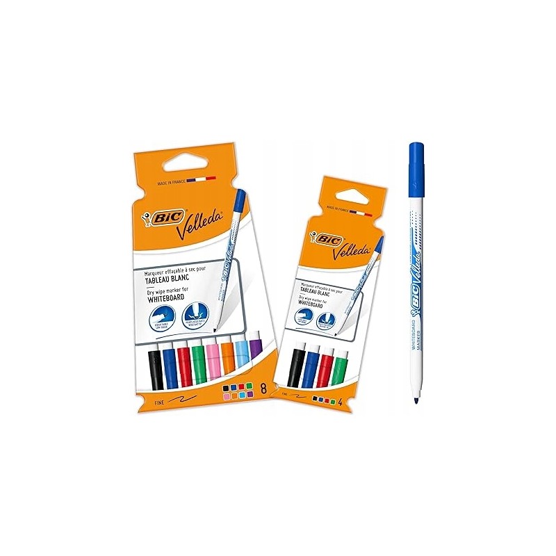 Markery BIC Velleda Bundle idealne do biura lub klasy różne kolory 12 sztuk Markery BIC Velleda Bundle idealne do biura lub klasy różne kolory 12 sztuk