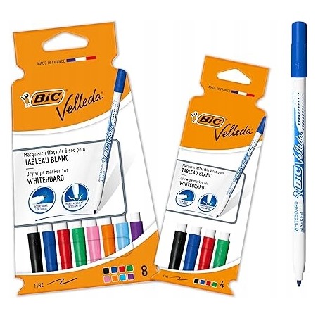 Markery BIC Velleda Bundle idealne do biura lub klasy różne kolory 12 sztuk
