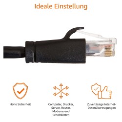 Outlet Patchcord Amazon U/FTP kategoria 6 RJ45 / RJ45 długość 1,5 m czarny
