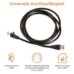 Outlet Patchcord Amazon U/FTP kategoria 6 RJ45 / RJ45 długość 1,5 m czarny