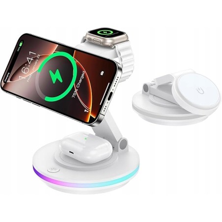 Mag Safe ładowarka 3w1 składana, obrotowa z regulacją światła bezprzewodowa