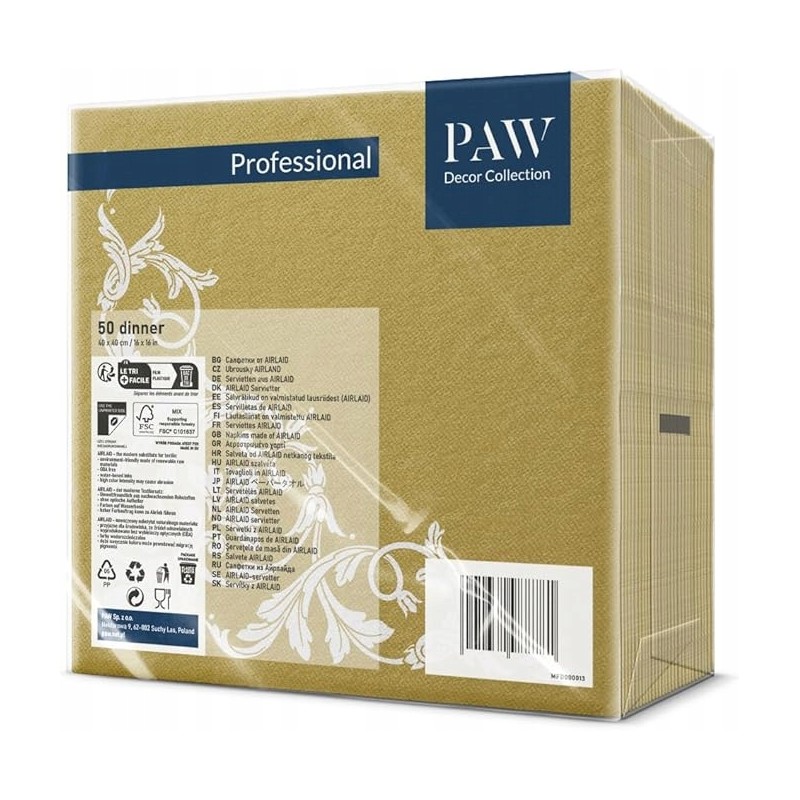 SERWETKI flizelinowe PAW 40x40 BIAŁE 50 szt. WESELE SERWETKI flizelinowe PAW 40x40 BIAŁE 50 szt. WESELE
