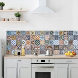 Outlet Naklejka ścienna Azulejos Sewilla 180x60cm wielokolorowa kuchenna