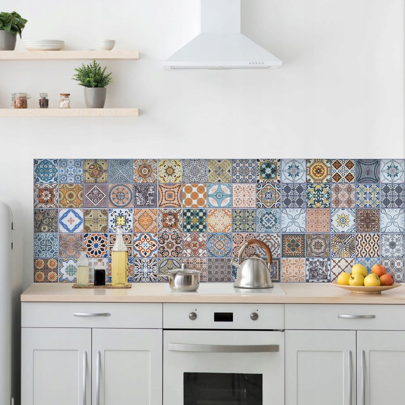 Outlet Naklejka ścienna Azulejos Sewilla 180x60cm wielokolorowa kuchenna Outlet Naklejka ścienna Azulejos Sewilla 180x60cm wielokolorowa kuchenna