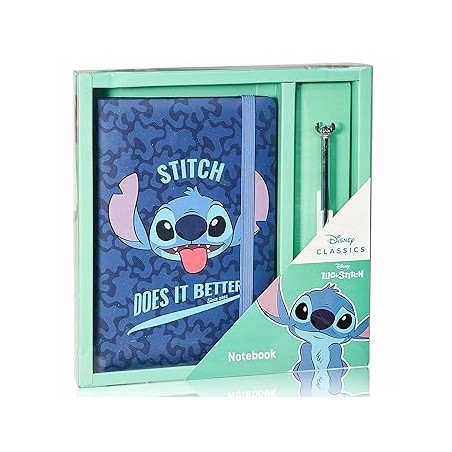Outlet Lilo i Stitch dziennik z gumką i długopisem Disney 22cm x 14 cm