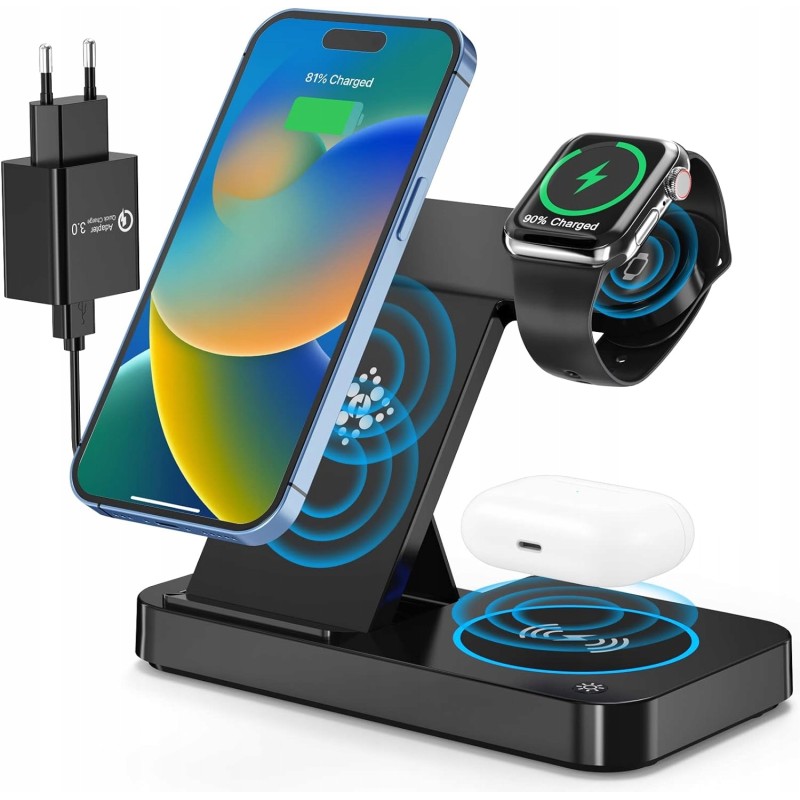 AOWIN bezprzewodowa ładowarka 15W szybka indukcyjna stacja ładująca OPIS