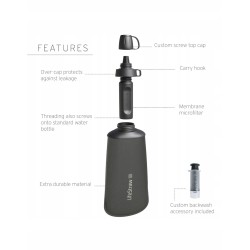 Outlet Miękki bidon (softflask) LifeStraw Peak Flex Squeeze 1000 ml szary