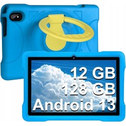 Tablet dla dzieci AOCWEI 2023 10 cali Android 13, 12 (6+6) +niebieskie etui