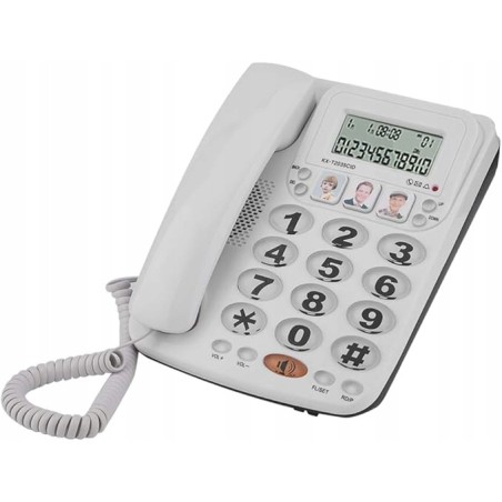 Outlet Telefon przewodowy stacjonarny z zestawem głośnomówiącym biały OPIS