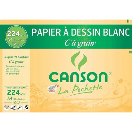 Outlet Canson Papier Rysunkowy A4 (29,7 x 21 cm) 12 Arkuszy BIAŁY 224G/M2