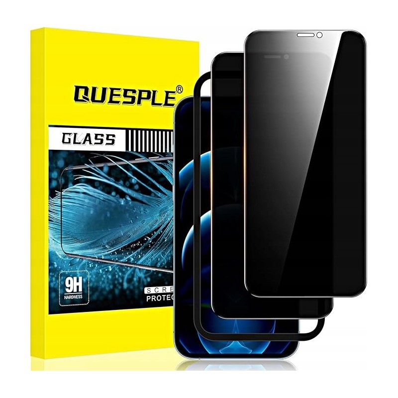 QUESPLE 2x Ekran prywatyzujący do iPhone'a 12 Pro Max 6,7 cala twardości 9H