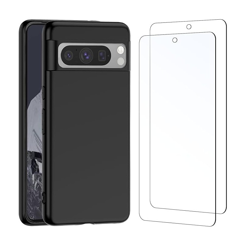 Etui NEW'C do Google Pixel 8 Pro + 2 × szkło ochronne silikonowe czarne Etui NEW'C do Google Pixel 8 Pro + 2 × szkło ochronne silikonowe czarne