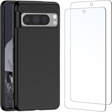 Etui NEW'C do Google Pixel 8 Pro + 2 × szkło ochronne silikonowe czarne