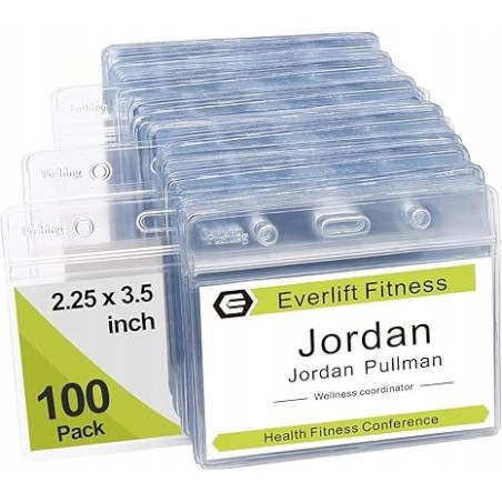 Fushing 100 szt. przezroczystych plastikowych poziomych identyfikatorów