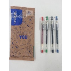 Zestaw 4x Długopis żelowy PILOT G-TEC czarny niebieski czerwony i zielony