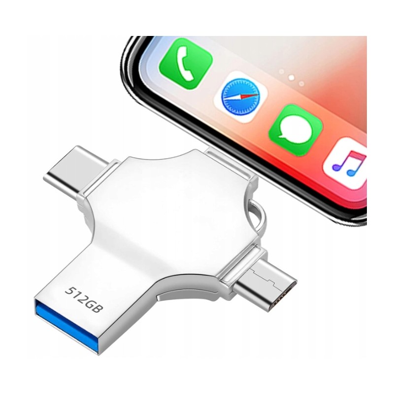 Outlet Pendrive LUMROK pojemność 512 GB USB 3.0 srebrny zapis 80 MB/s