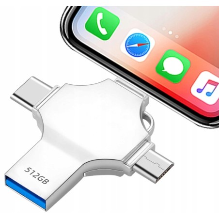 Outlet Pendrive LUMROK pojemność 512 GB USB 3.0 srebrny zapis 80 MB/s