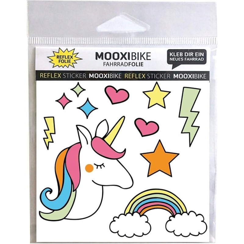 MOOXIBIKE Naklejki odblaskowe z jednorożcem na rower hulajnogę kask