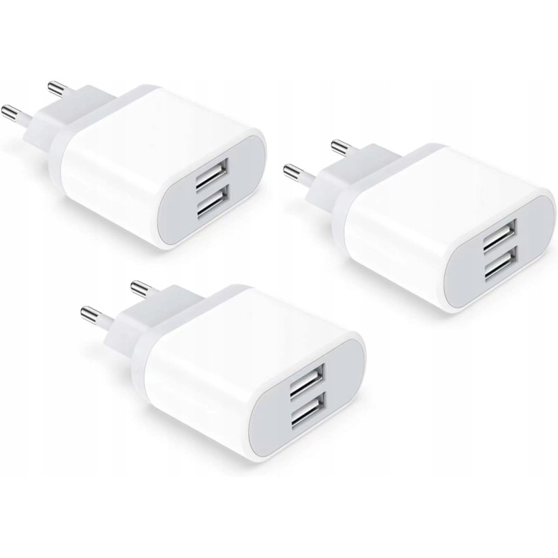 Ładowarka USB, 3-pak 2,1 A/5 V adapter do szybkiego ładowania Nisiyama Ładowarka USB, 3-pak 2,1 A/5 V adapter do szybkiego ładowania Nisiyama