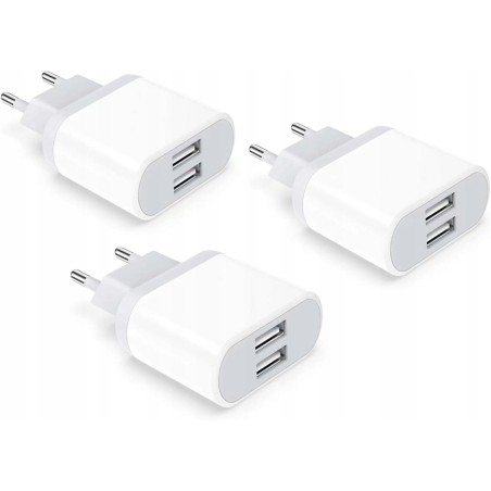 Ładowarka USB, 3-pak 2,1 A/5 V adapter do szybkiego ładowania Nisiyama