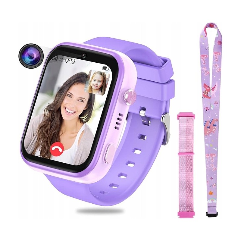 OKYUK Smartwatch 4G dla dzieci lokalizator GPS wodoodporny fioletowy OPIS OKYUK Smartwatch 4G dla dzieci lokalizator GPS wodoodporny fioletowy OPIS