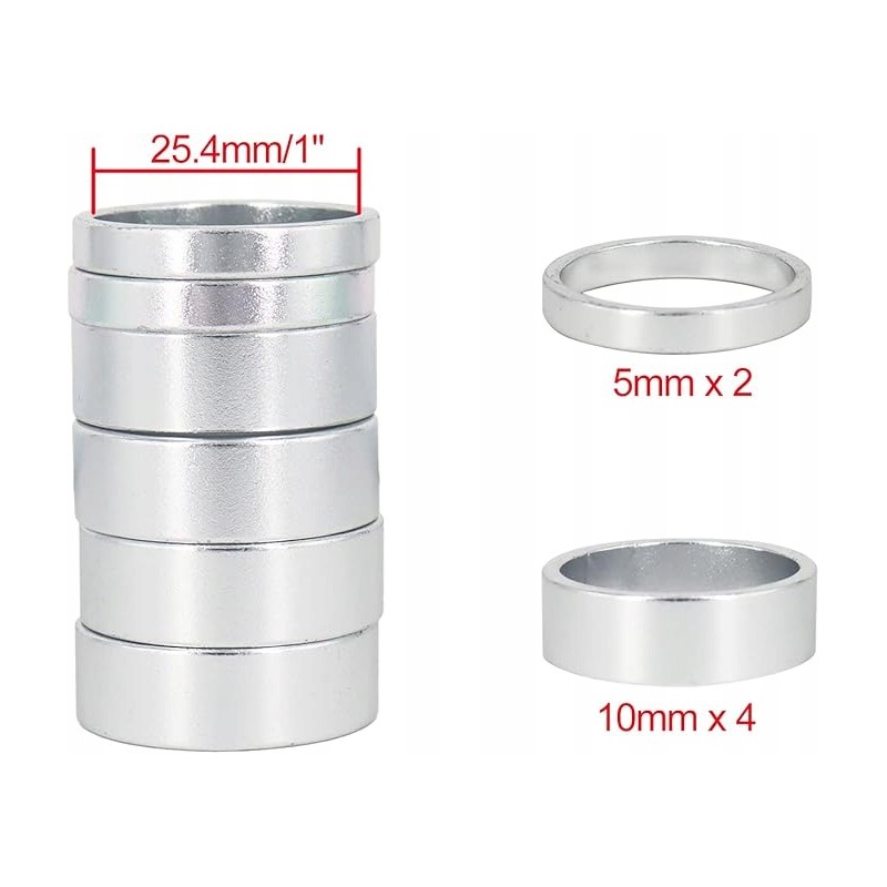 PLATT Podkładki dystansowe do roweru Ahead 1" 5 mm/10 mm 6 sztuk