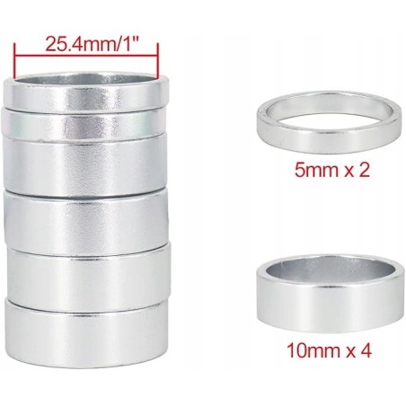 PLATT Podkładki dystansowe do roweru Ahead 1" 5 mm/10 mm 6 sztuk