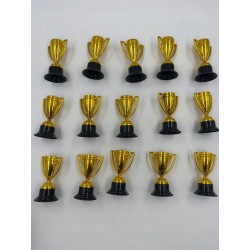 LZMDISU zestaw mini złotych pucharów lekkie plastikowe 15 sztuk OPIS