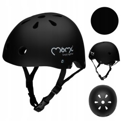 Outlet Kask dziecięcy MoMi Mimi 48-55 cm czarny matowy zgodny z EN1078