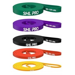 Zestaw 5 elastycznych taśm oporowych gum do ćwiczeń na siłowni SHL PRO
