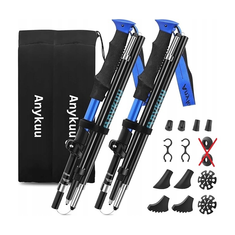 Outlet Anykuu Kijki trekkingowe do Nordic Walkingu składane 110-130 cm OPIS